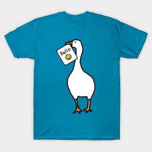 White Goose with Stolen Hello Greeting T-Shirt